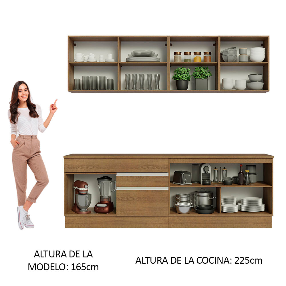 Combo completo de Cocina 240cm Marrón Glamy Madesa 06