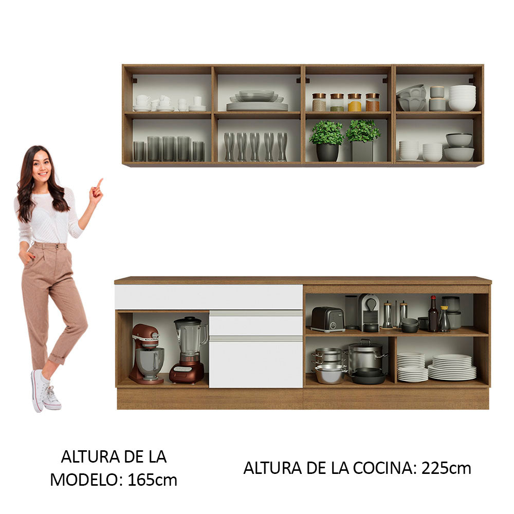 Combo completo de Cocina 240cm Marrón/Blanco Glamy Madesa 06