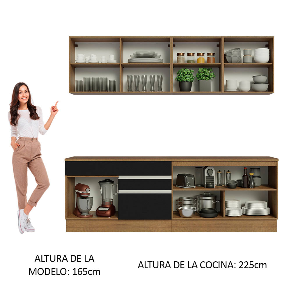 Combo completo de Cocina Madesa Glamy 240cm Marrón/Negro 06