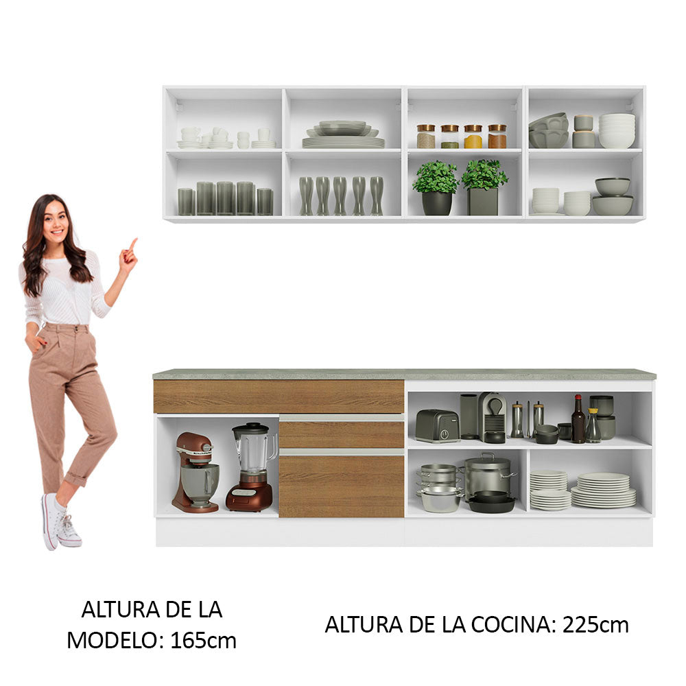Combo completo de Cocina 240cm Madesa Glamy 06 - Blanco/Marrón
