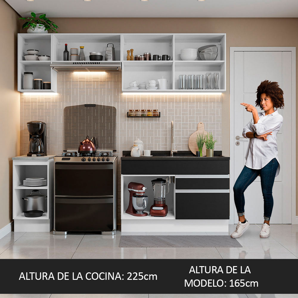 Combo completo de Cocina Madesa Glamy 240cm Blanco/Negro 07