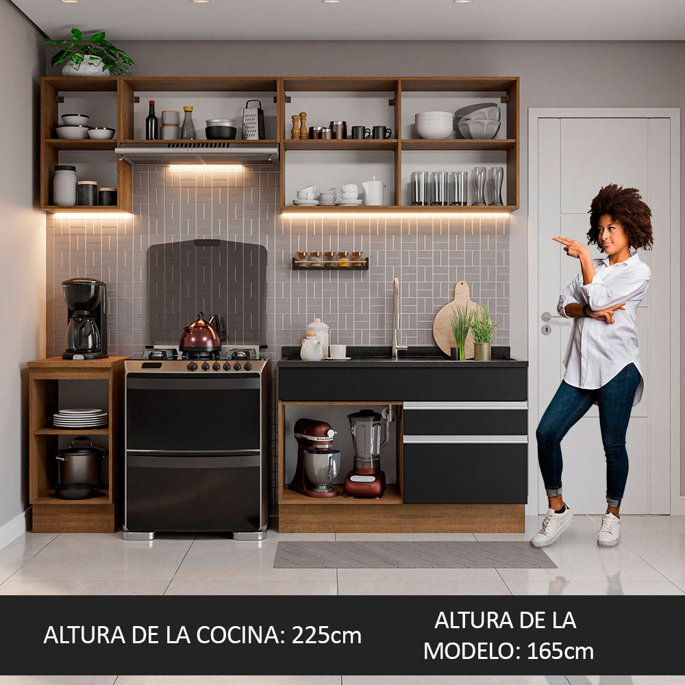 Combo completo de Cocina Madesa Glamy 240cm Marrón/Negro 07