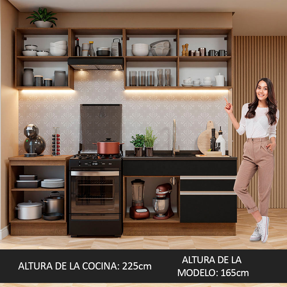 Combo completo de Cocina Madesa Glamy 240cm Marrón/Negro 08