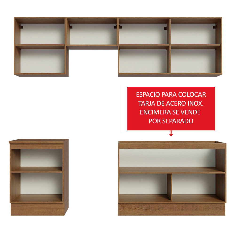 Combo completo de Cocina 240 cm 7 Puertas Sin Mesada Marrón Glamy Madesa 09