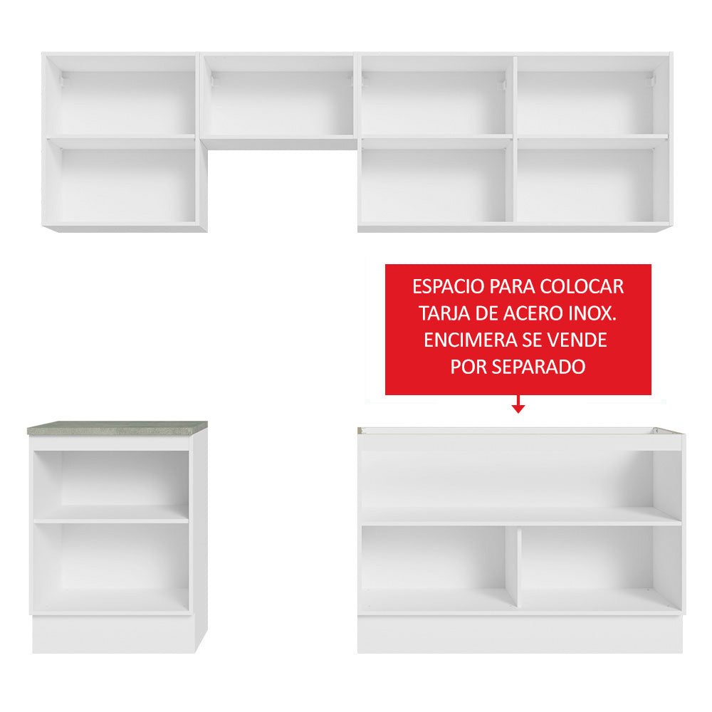 Combo completo de Cocina Madesa 09 Glamy 240cm - Blanco/Marrón