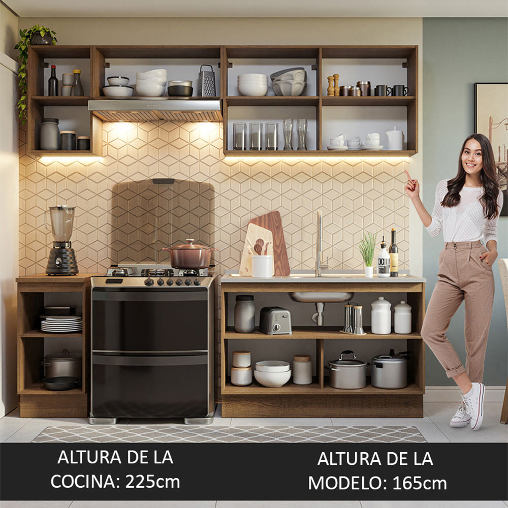 Combo completo de Cocina 240 cm 7 Puertas Sin Mesada Marrón Glamy Madesa 10