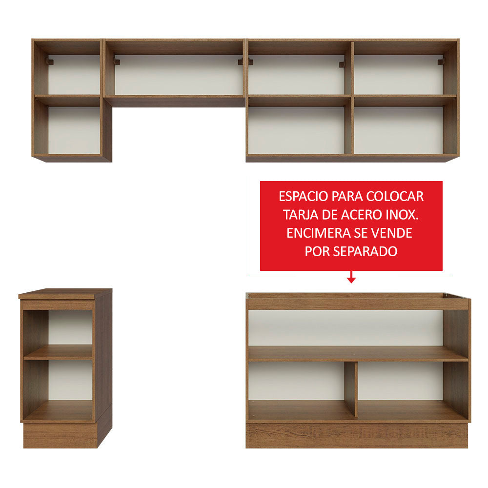 Combo completo de Cocina 240cm Glamy Madesa 10 Marrón/Blanco