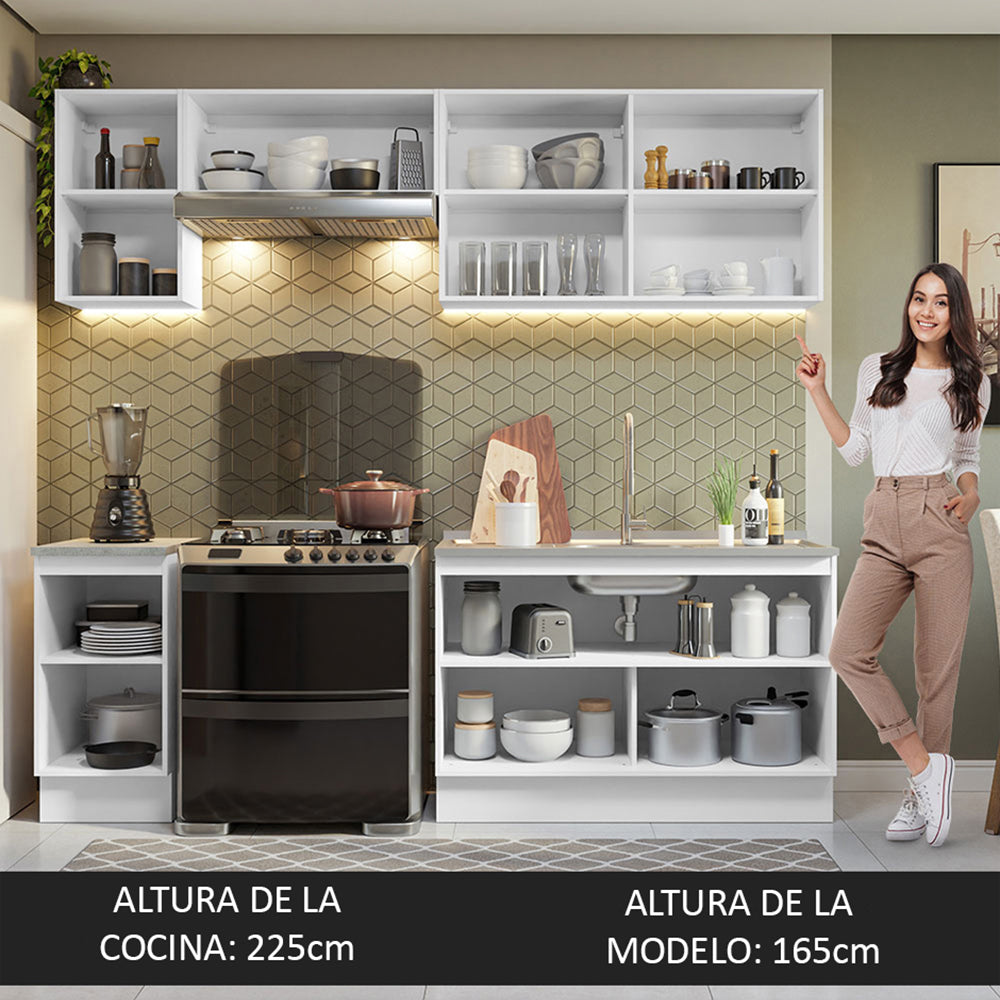 Combo completo de Cocina 240 cm 7 Puertas Sin Mesada Blanco/Marrón Glamy Madesa 10