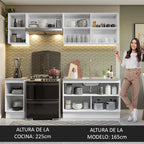 Combo completo de Cocina 240 cm 7 Puertas Sin Mesada Blanco/Marrón Glamy Madesa 10