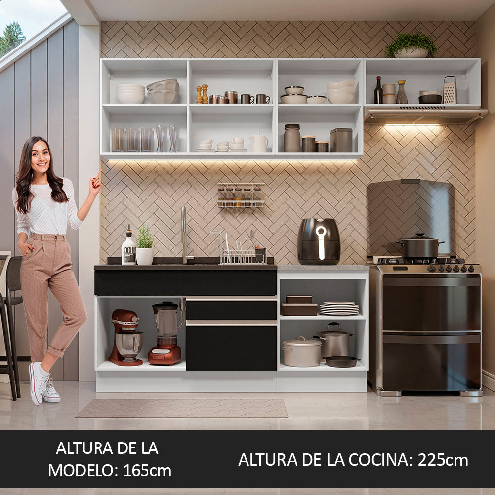 Combo completo de Cocina Madesa Glamy 260cm Blanco/Negro 03