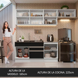 Combo completo de Cocina Madesa Glamy 260cm Blanco/Negro 03
