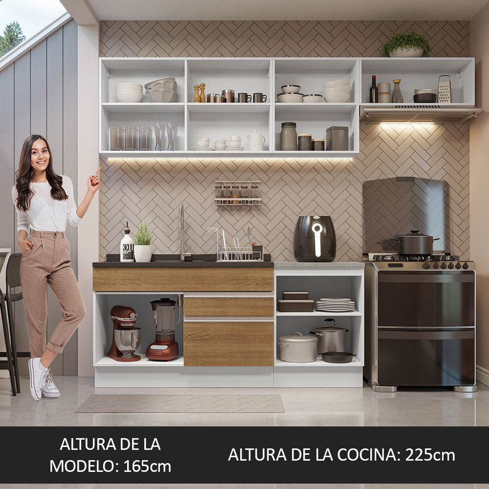 Combo completo de Cocina 260cm Blanco/Marrón Glamy Madesa 03