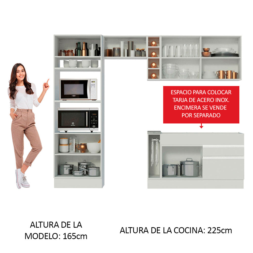 Combo completo de Cocina Madesa Glamy 270cm Blanco/Blanco/Crema 08