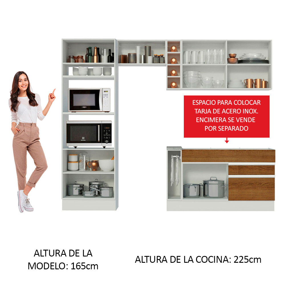 Combo completo de Cocina Madesa Glamy 270cm Blanco/Marrón/Crema 08