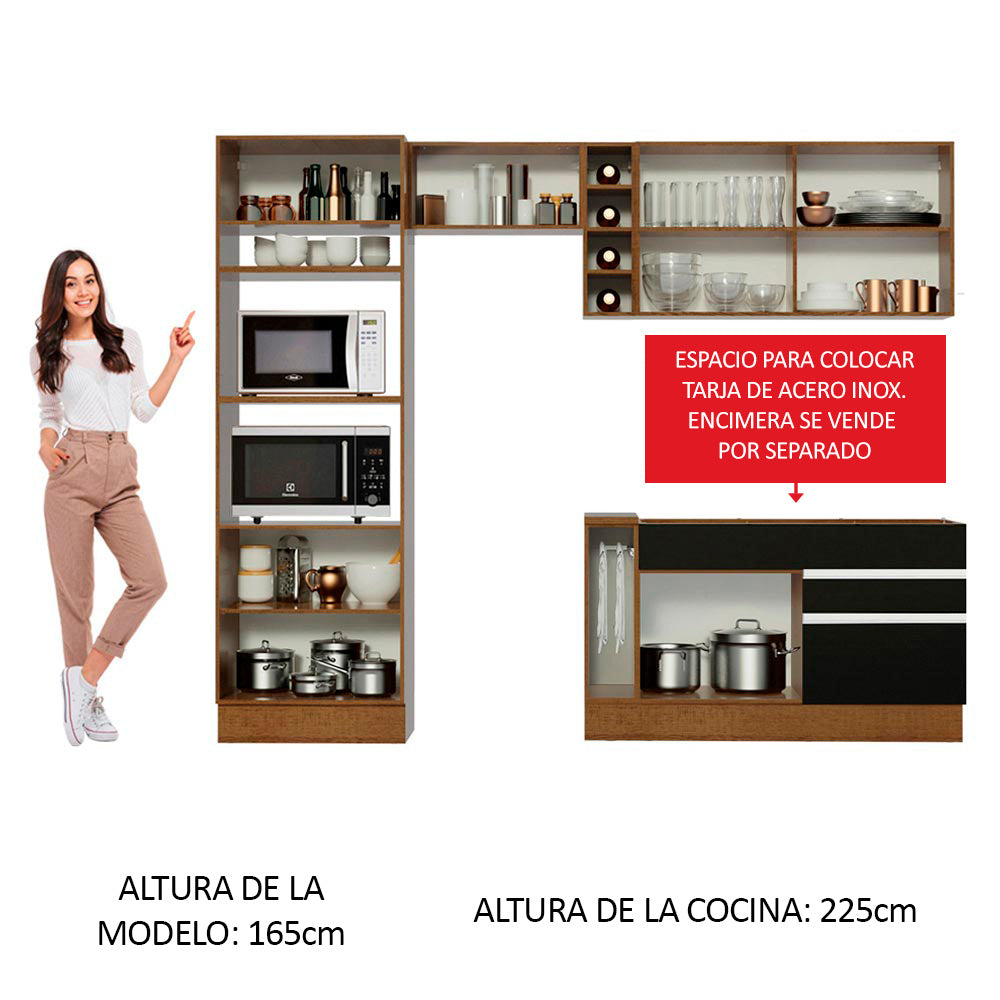 Combo completo de Cocina Madesa Glamy 270cm Marrón/Negro/Crema 08