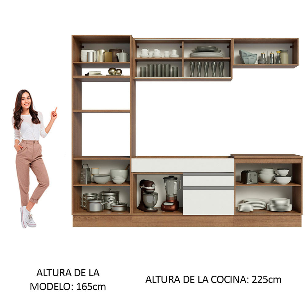 Combo completo de Cocina 270cm Glamy Madesa 10 Marrón/Blanco