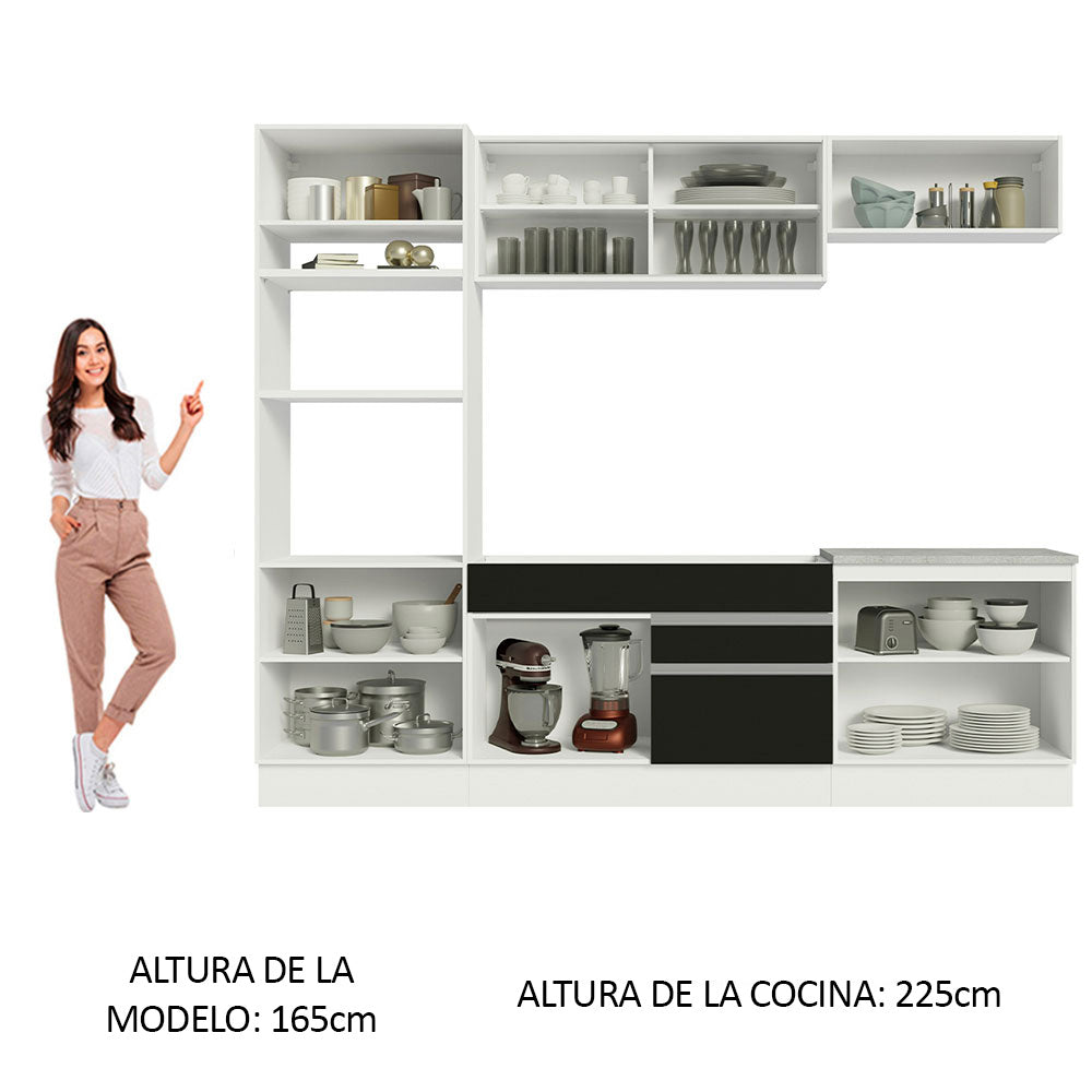 Combo completo de Cocina Madesa Glamy 270cm Blanco/Negro 10