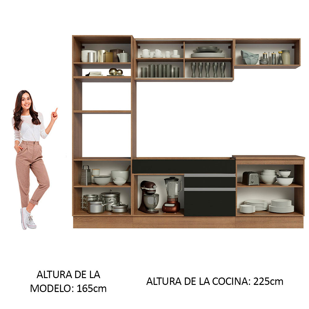 Combo completo de Cocina Madesa Glamy 270cm Marrón/Negro 10