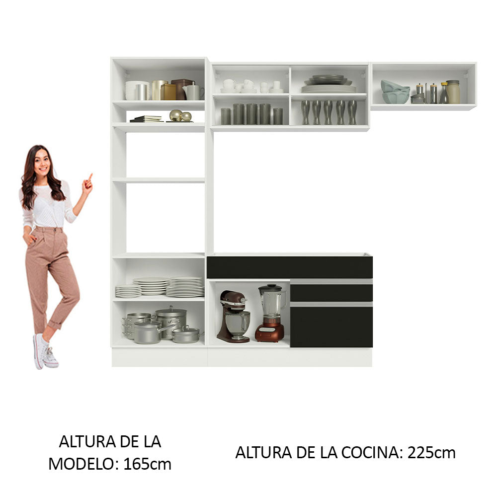 Combo completo de Cocina Madesa Glamy 270cm Blanco/Negro 11