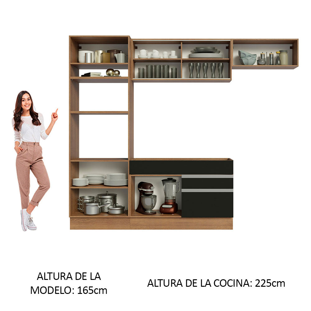 Combo completo de Cocina Madesa Glamy 270cm Marrón/Negro 11