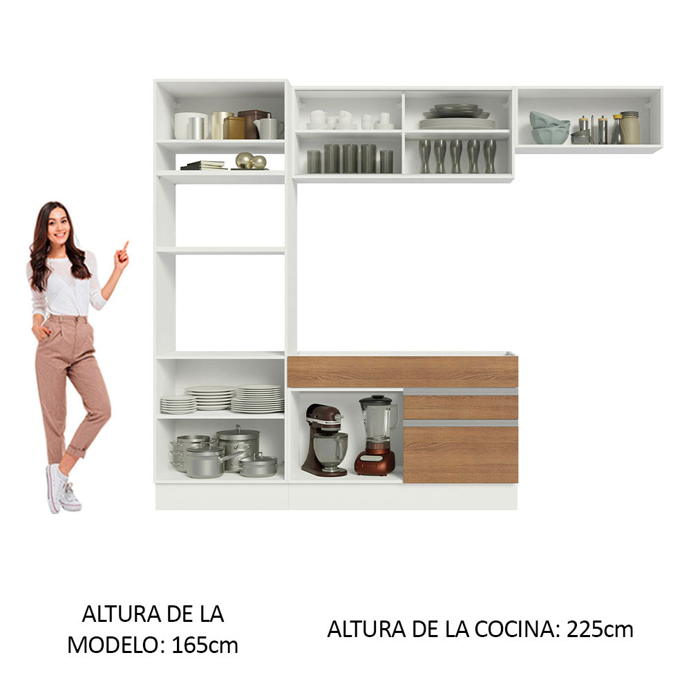 Combo completo de Cocina 270cm Glamy Madesa 11 Blanco/Marrón