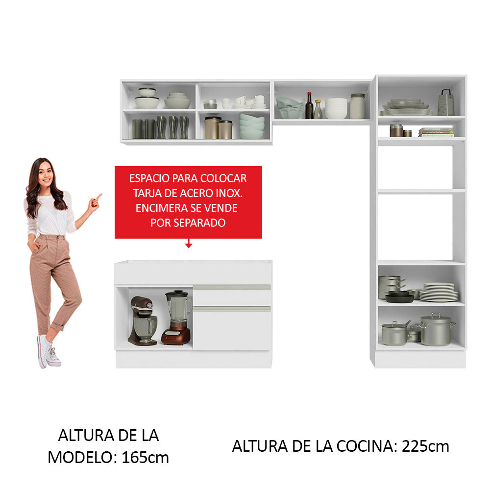 Combo completo de Cocina 270cm Glamy Madesa 12 Blanco