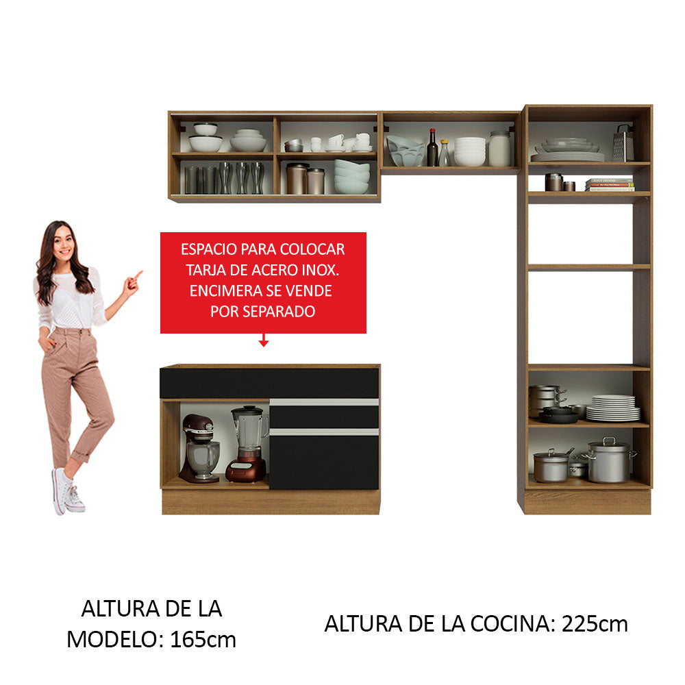 Combo completo de Cocina Madesa Glamy 270cm Marrón/Negro 12