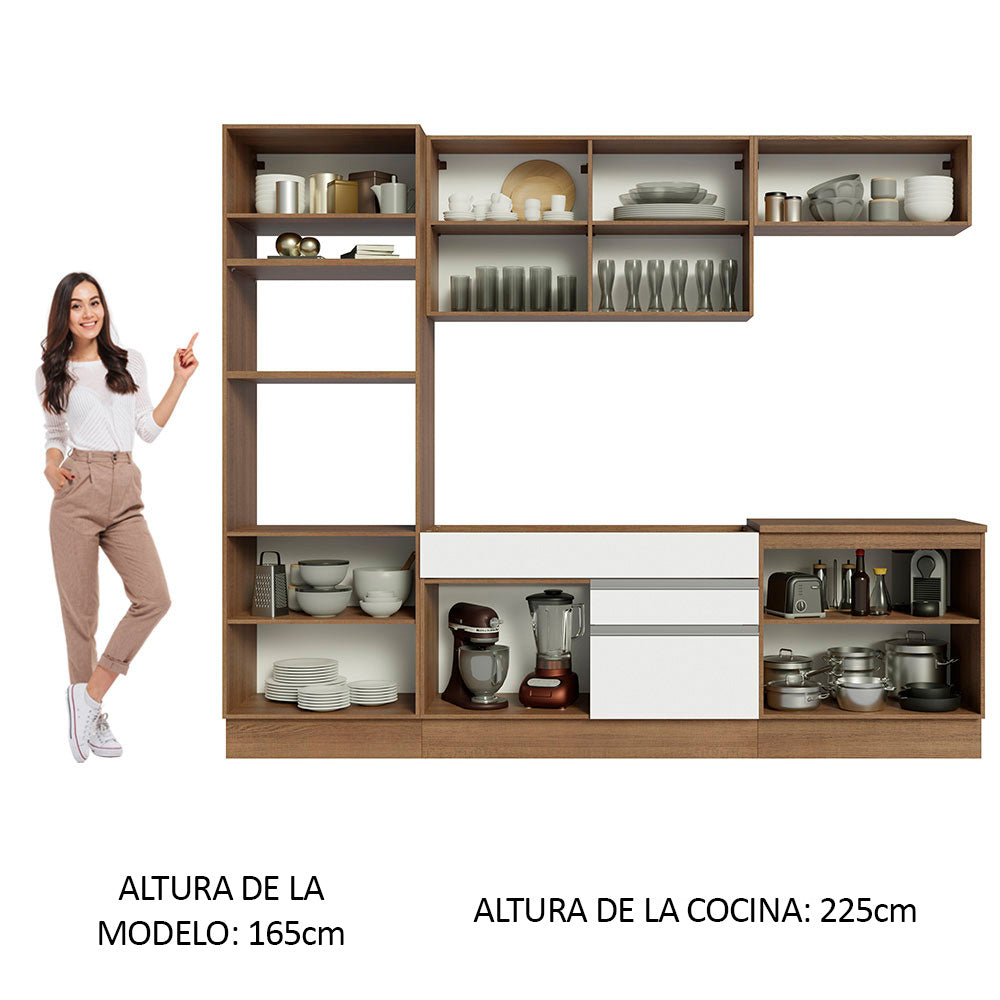Combo completo de Cocina 270cm Marrón/Blanco Glamy Madesa 13