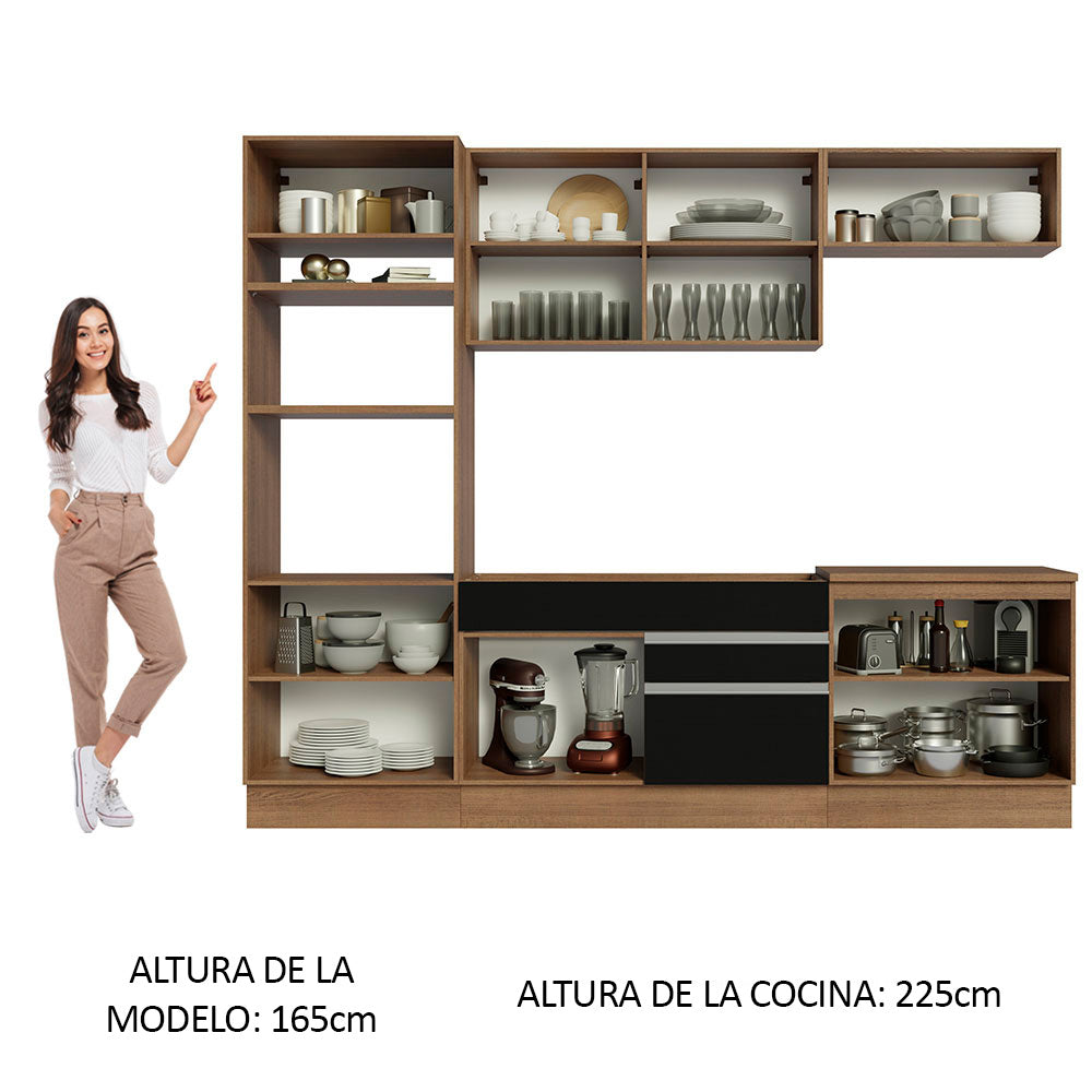 Combo completo de Cocina Madesa Glamy 270cm Marrón/Negro 13