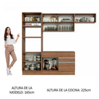 Combo completo de Cocina 270 cm 7 Puertas 2 Cajones Marrón Glamy Madesa