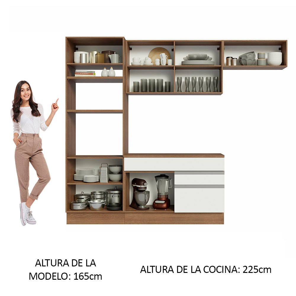 Combo completo de Cocina 270cm Marrón/Blanco Glamy Madesa 14