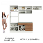 Combo completo de Cocina 270 cm 7 Puertas 2 Cajones Blanco/Marrón Glamy Madesa