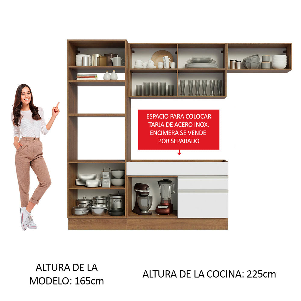 Combo completo de Cocina 270cm Marrón/Blanco Glamy Madesa 15
