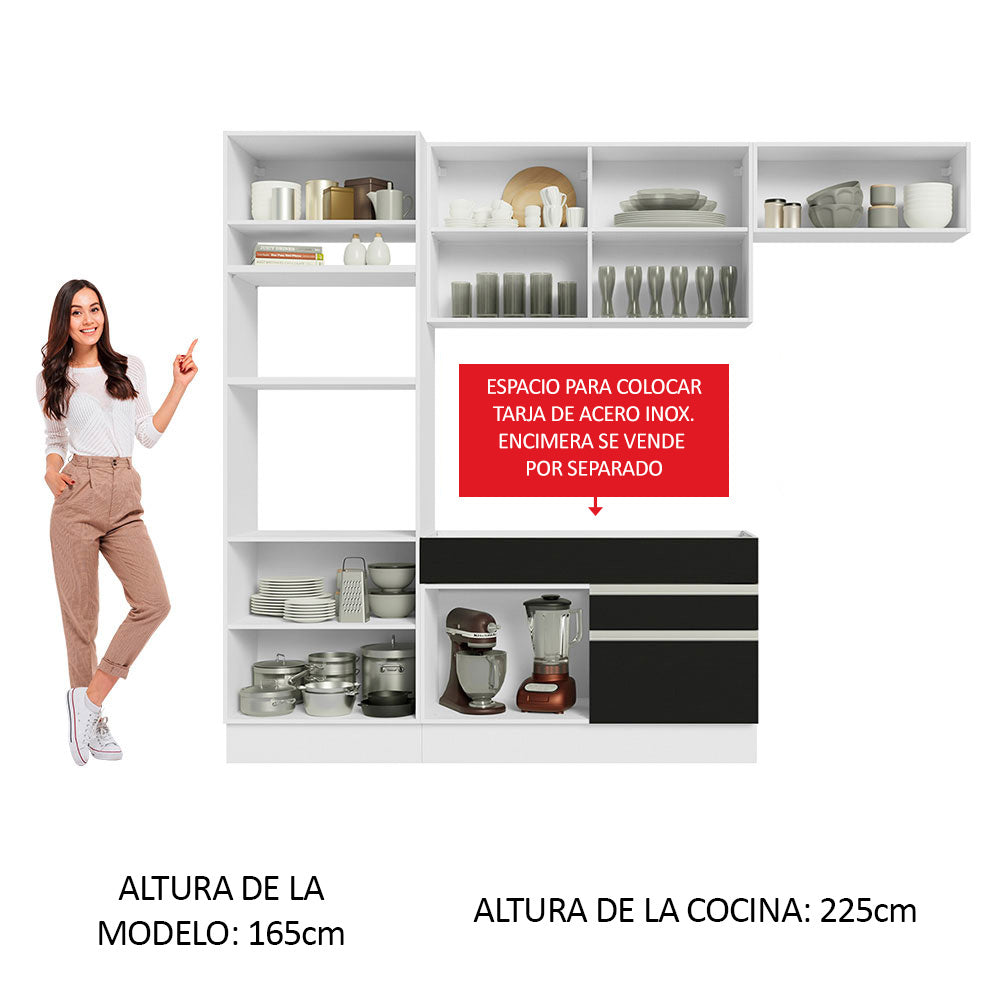 Combo completo de Cocina Madesa Glamy 270cm Blanco/Negro 15