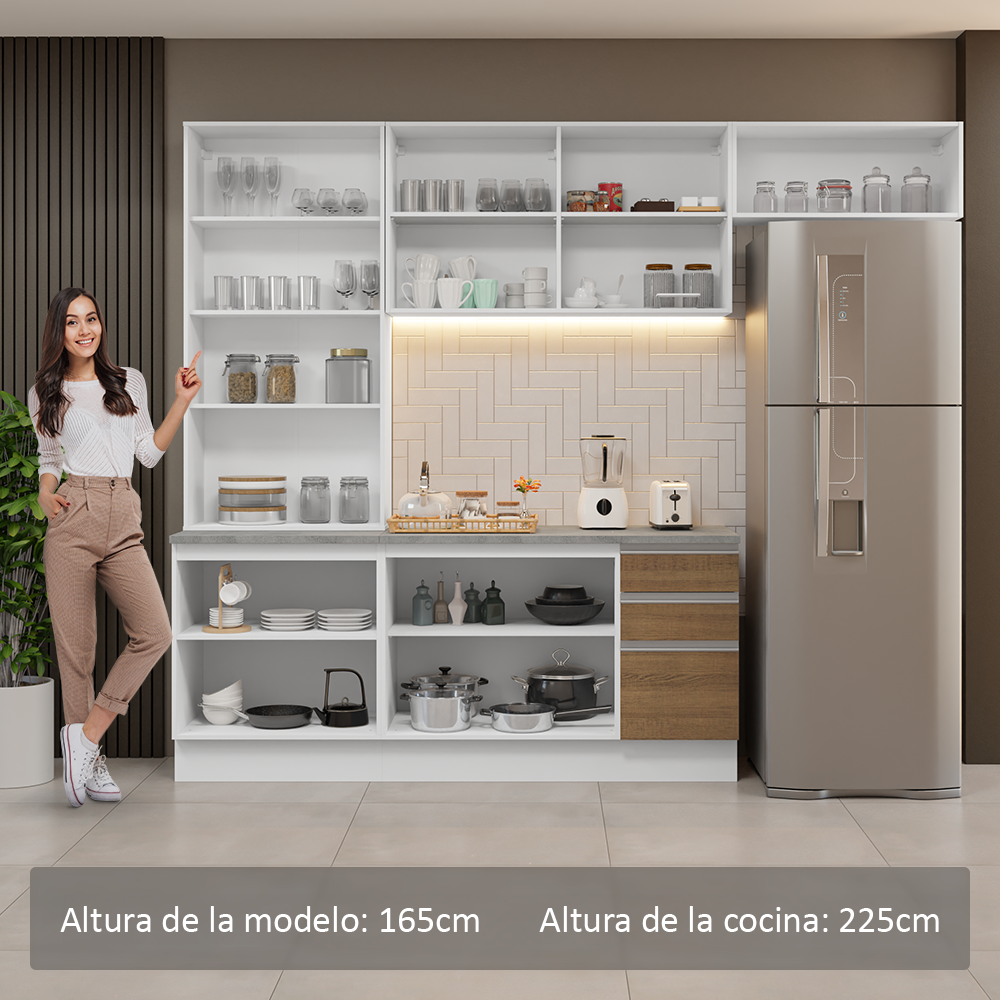 Combo completo de Cocina con Cristalero 270 cm Madesa Glamy BM 16