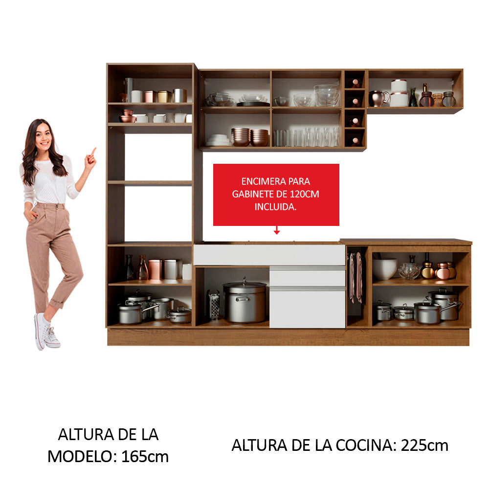 Combo completo de Cocina Madesa Glamy 290cm Marrón/Blanco/Crema 11