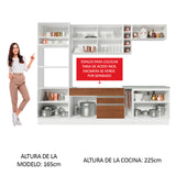 Combo completo de Cocina Madesa Glamy 290cm Blanco/Marrón/Crema