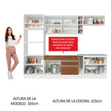 Combo completo de Cocina Madesa Glamy 290cm Blanco/Marrón
