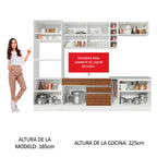 Combo completo de Cocina 290 cm 9 Puertas 2 Cajones Blanco/Marrón/Blanco Glamy Madesa