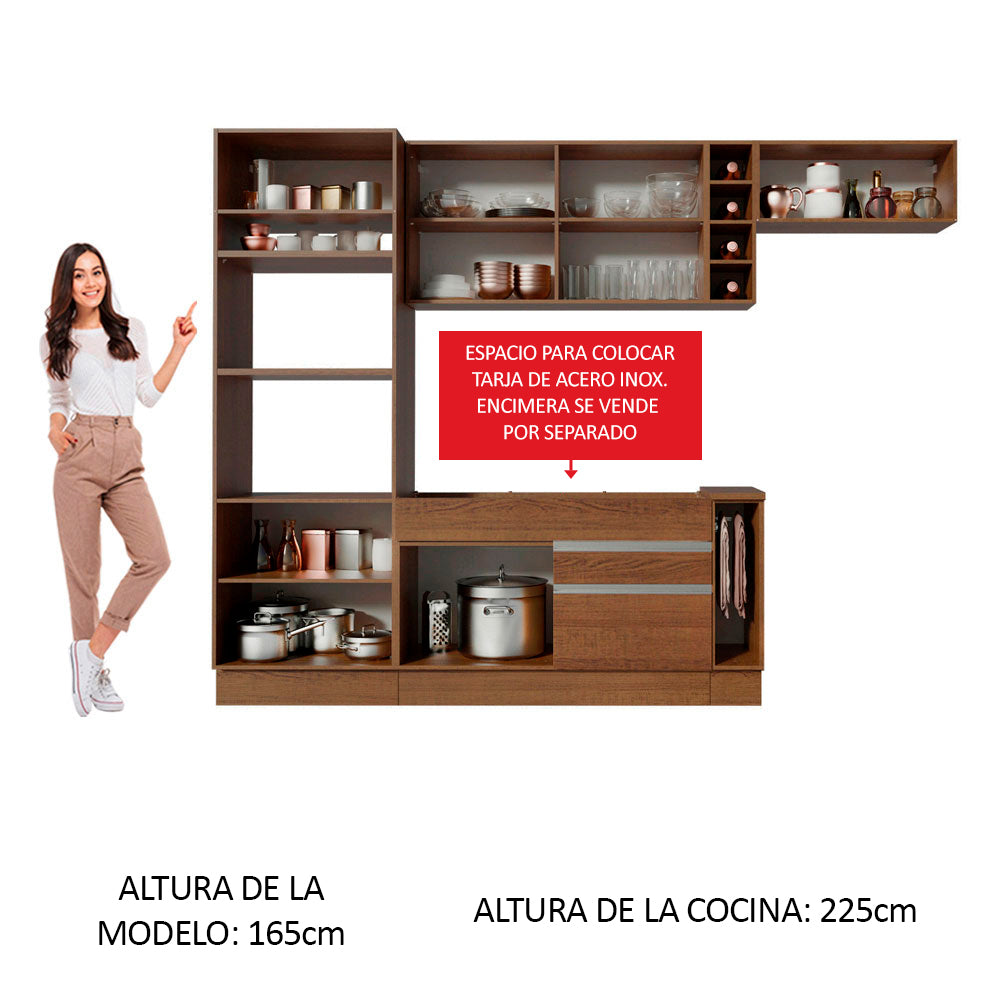 Combo completo de Cocina Madesa Glamy 290cm Marrón/Crema 03