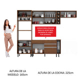 Combo completo de Cocina Madesa Glamy 290cm Marrón/Crema 03