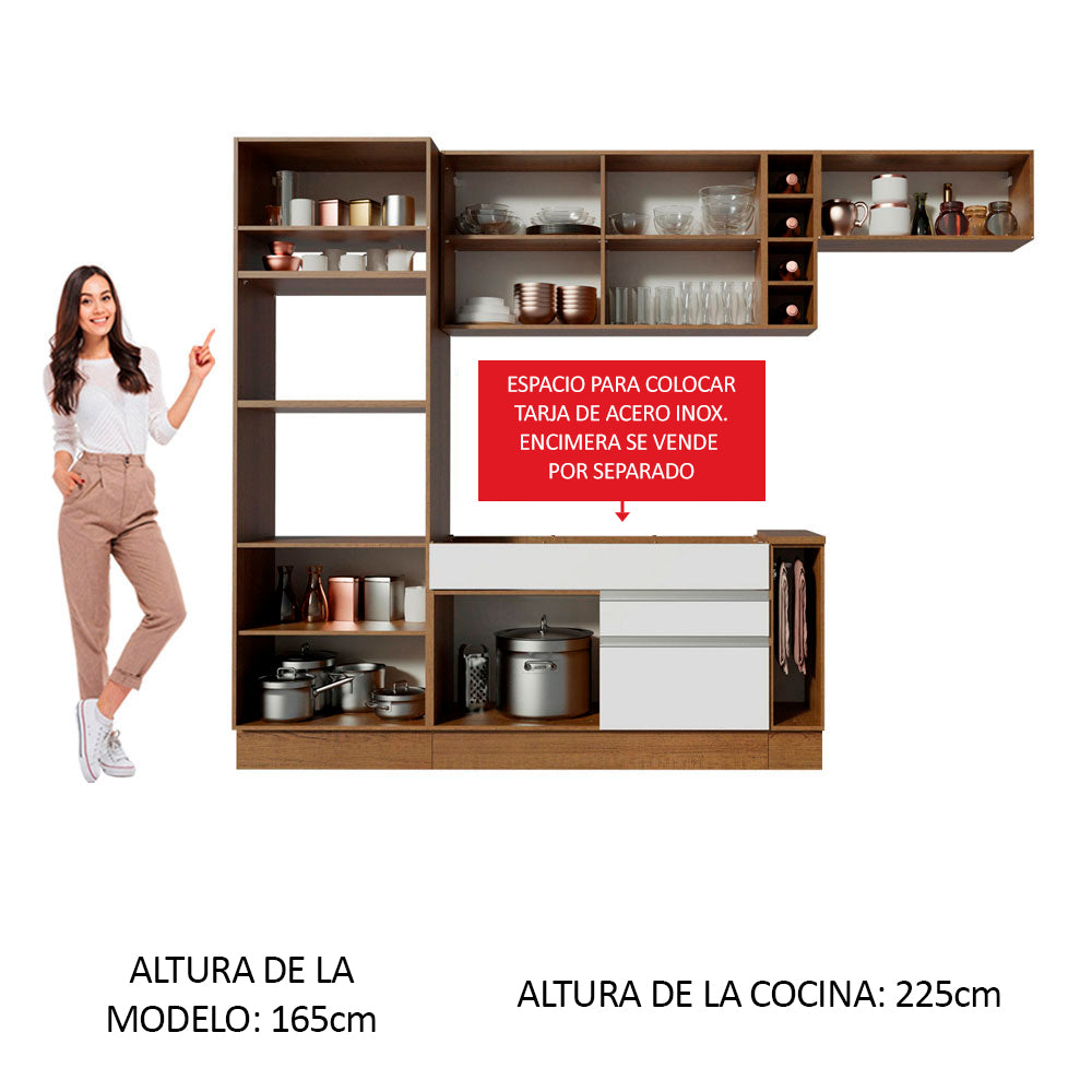 Combo completo de Cocina Madesa Glamy 290cm Blanco/Crema 03