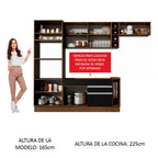 Combo completo de Cocina 290 cm 7 Puertas 2 Cajones Sin Mesada Marrón/Negro Glamy Madesa