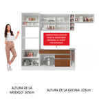 Combo completo de Cocina 290 cm 7 Puertas 2 Cajones Sin Mesada Blanco/Marrón Glamy Madesa