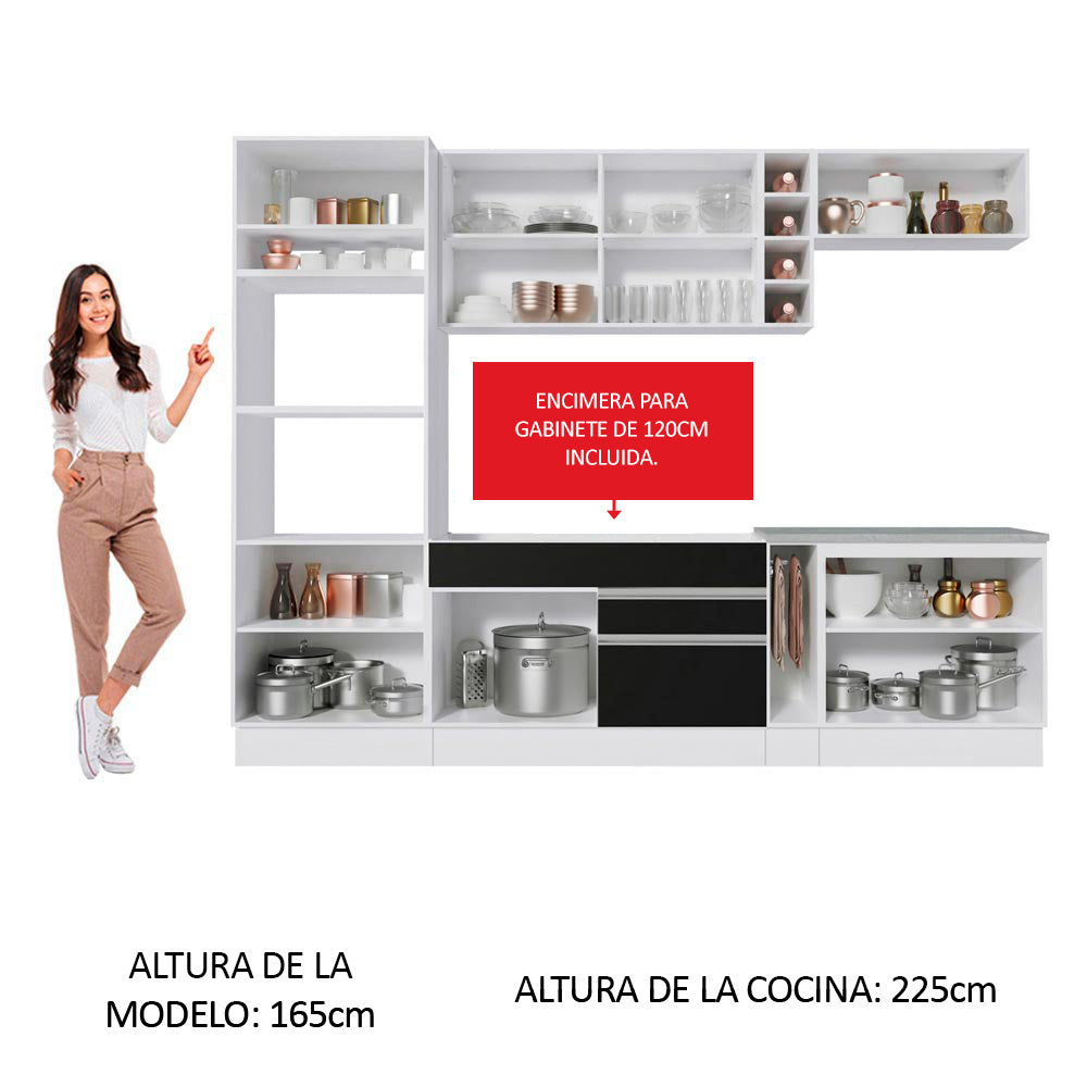 Combo completo de Cocina Madesa Glamy 290cm Blanco/Negro/Crema 15