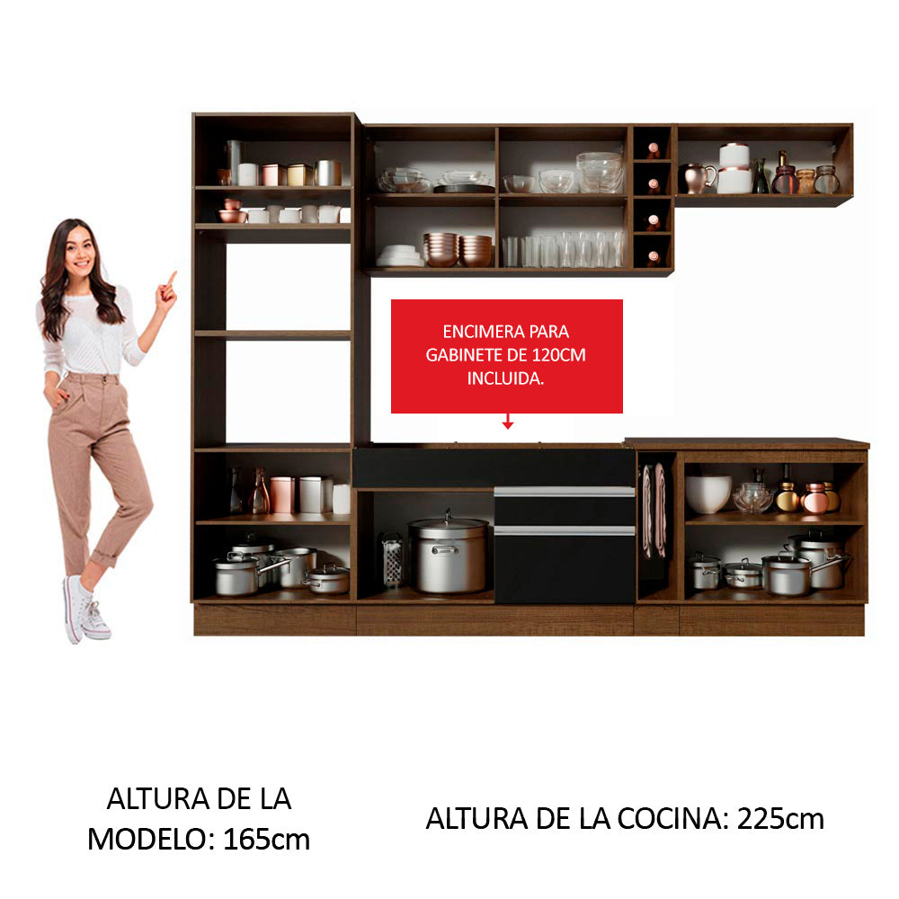 Combo completo de Cocina Madesa Glamy 290cm Marrón/Negro 16
