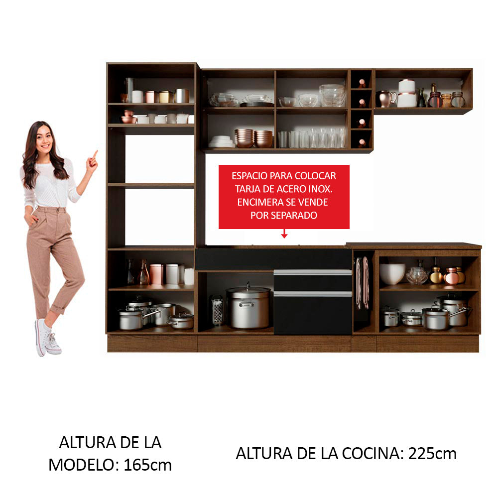 Combo completo de Cocina Madesa Glamy 290cm Marrón/Negro/Marrón 07