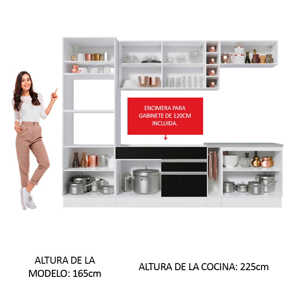 Combo completo de Cocina Madesa Glamy 290cm Blanco/Negro 16