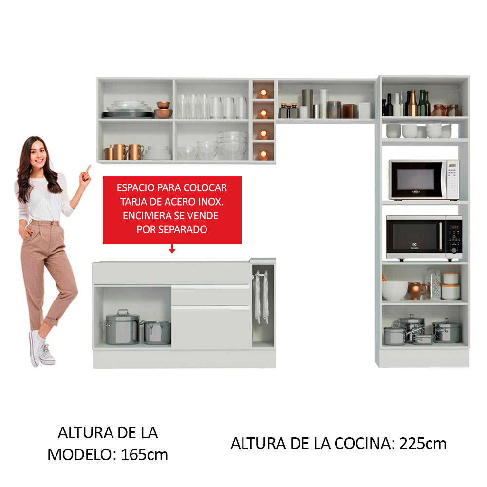 Combo completo de Cocina Madesa Glamy 290cm Blanco/Blanco/Crema 09