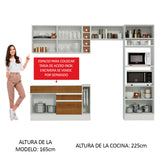 Combo completo de Cocina Madesa Glamy 290cm Blanco/Marrón/Crema 09